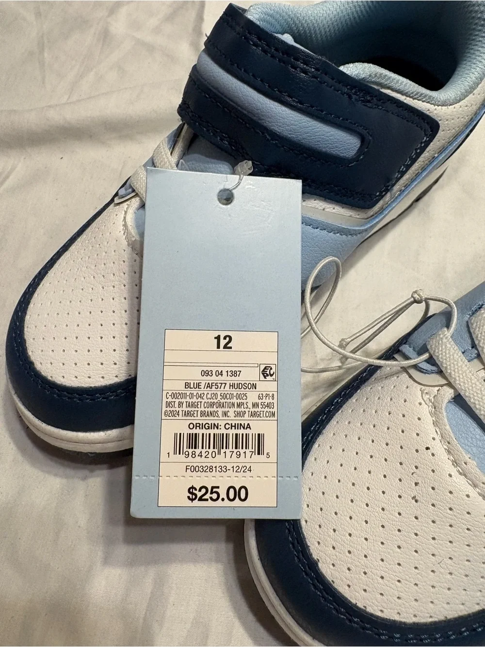 Kids Light Blue and Navy Velcro Sneakers